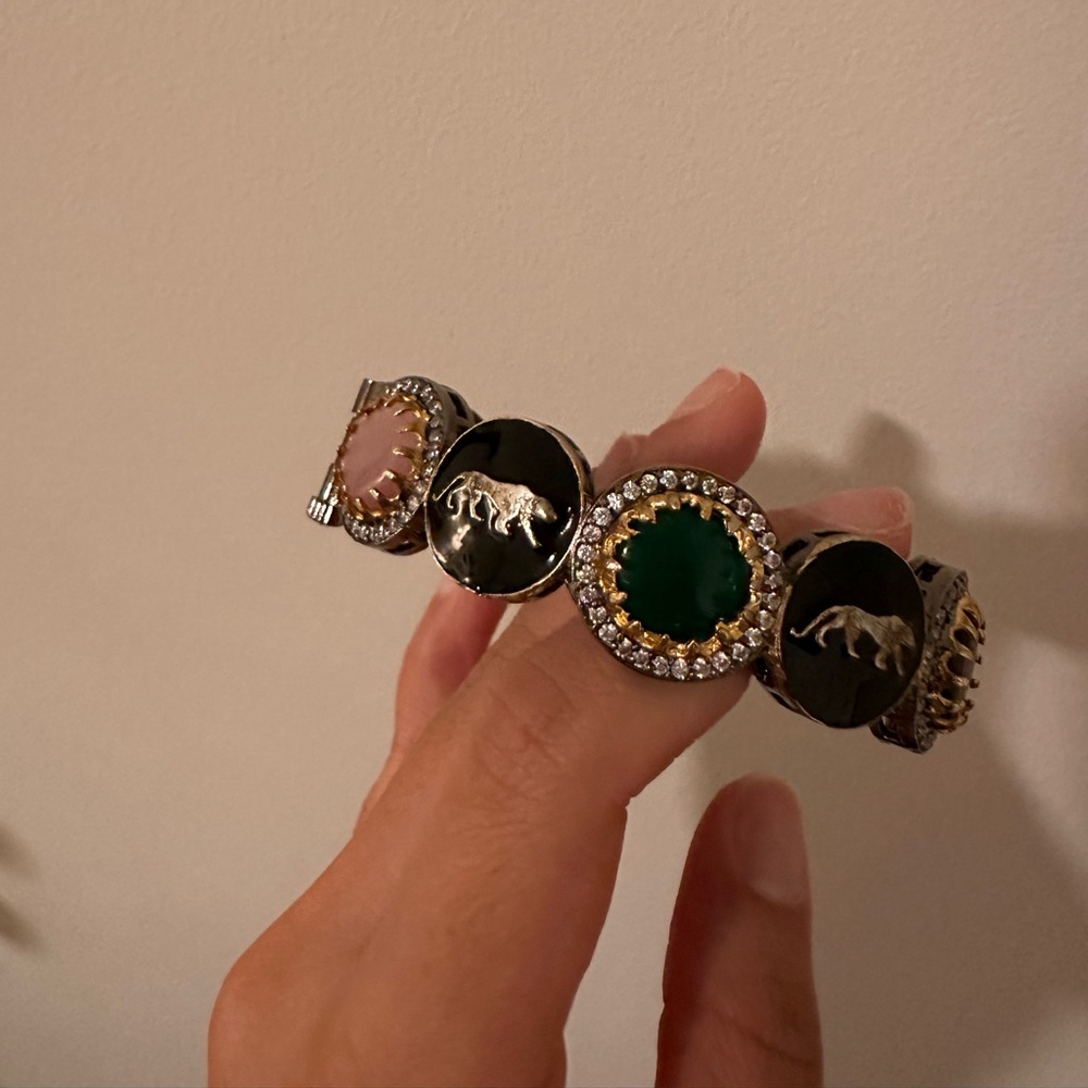 Jewel tone stone bracelet bangle